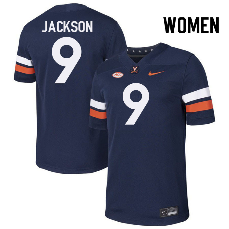 Women Virginia Cavaliers #9 Jam Jackson College Football Jerseys Stitched-Navy